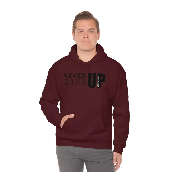 Never Give Up Chicago Hooded Sweater | Positive Unisex Heavy Blend Hooded Sweatshirt |  Motivation Sweater - Image 19