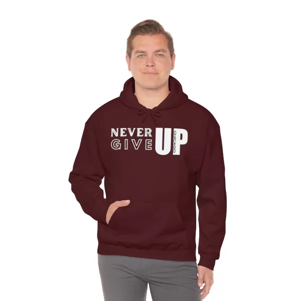 Never Give Up Hooded Sweater | Unisex Heavy Blend Hooded Sweatshirt | Chicago Hooded Sweater - Image 16