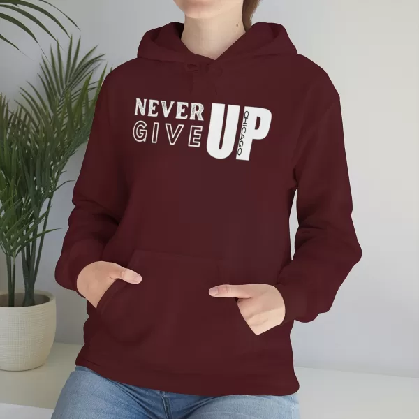 Never Give Up Hooded Sweater | Unisex Heavy Blend Hooded Sweatshirt | Chicago Hooded Sweater - Image 17