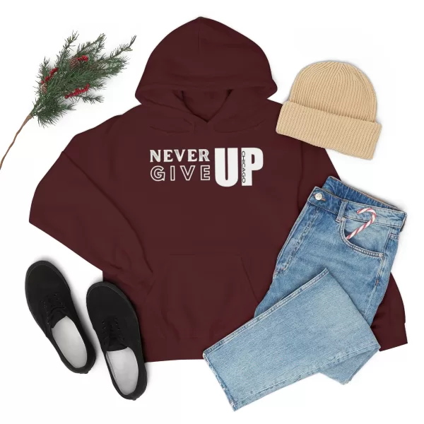 Never Give Up Hooded Sweater | Unisex Heavy Blend Hooded Sweatshirt | Chicago Hooded Sweater - Image 18