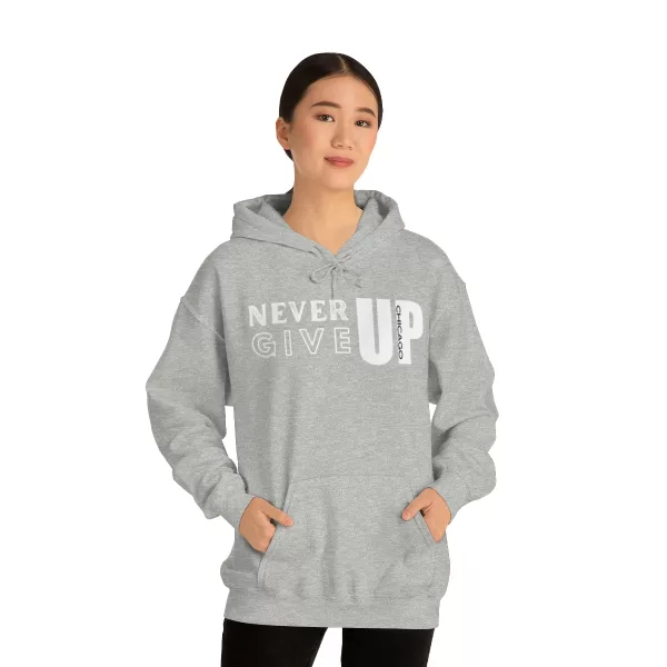 Never Give Up Hooded Sweater | Unisex Heavy Blend Hooded Sweatshirt | Chicago Hooded Sweater - Image 9