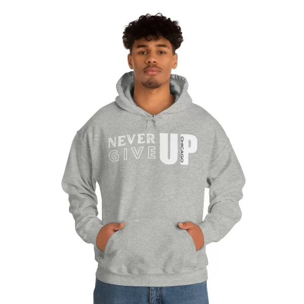 Never Give Up Hooded Sweater | Unisex Heavy Blend Hooded Sweatshirt | Chicago Hooded Sweater - Image 10