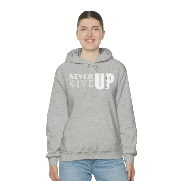 Never Give Up Hooded Sweater | Unisex Heavy Blend Hooded Sweatshirt | Chicago Hooded Sweater - Image 11