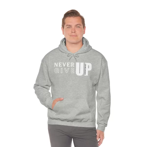 Never Give Up Hooded Sweater | Unisex Heavy Blend Hooded Sweatshirt | Chicago Hooded Sweater - Image 12