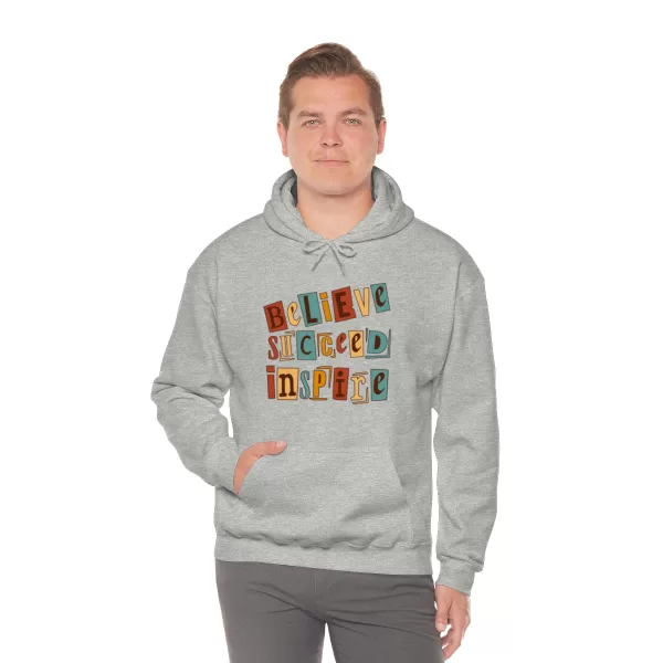 Believe Succeed Inspire Hoodies | Motivational Believe Succeed Sweatshirt | Succeed Inspire Hooded Sweater - Image 8