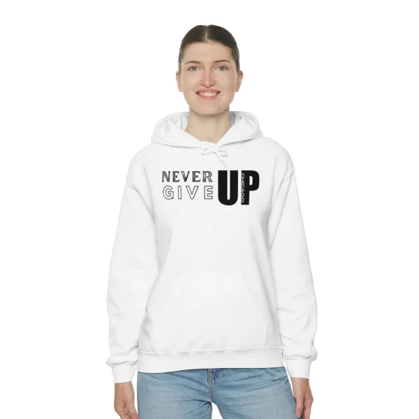 Never Give Up Chicago Hooded Sweater | Positive Unisex Heavy Blend Hooded Sweatshirt |  Motivation Sweater - Image 5