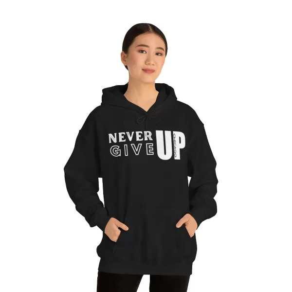 Never Give Up Hooded Sweater | Unisex Heavy Blend Hooded Sweatshirt | Chicago Hooded Sweater - Image 3