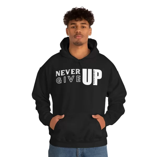 Never Give Up Hooded Sweater | Unisex Heavy Blend Hooded Sweatshirt | Chicago Hooded Sweater - Image 4