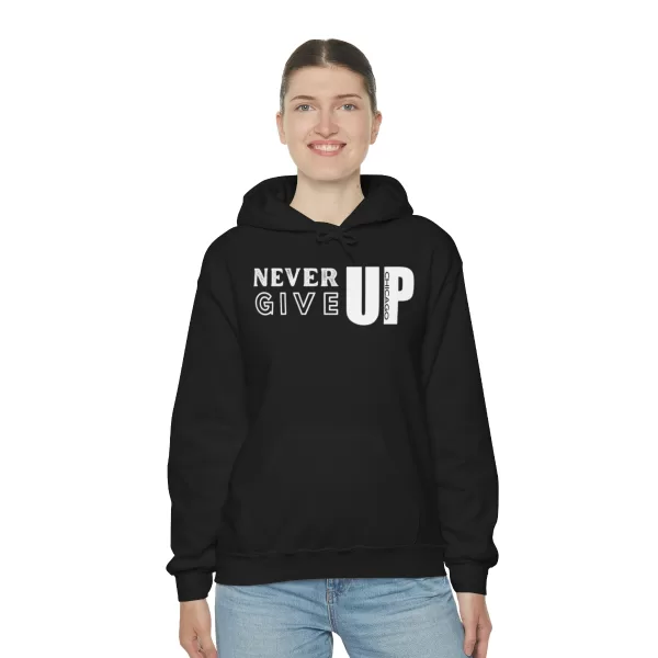 Never Give Up Hooded Sweater | Unisex Heavy Blend Hooded Sweatshirt | Chicago Hooded Sweater - Image 5