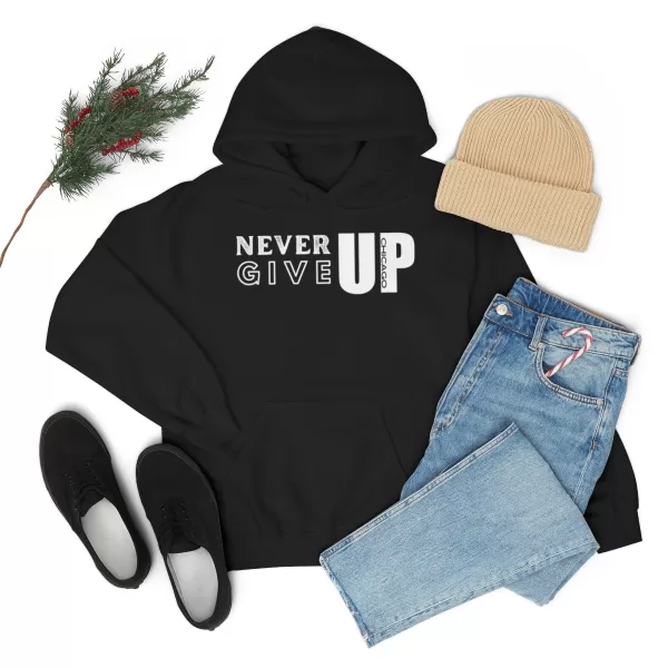 Never Give Up Hooded Sweater | Unisex Heavy Blend Hooded Sweatshirt | Chicago Hooded Sweater - Image 7