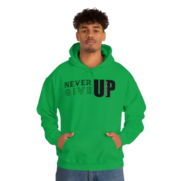 Never Give Up Chicago Hooded Sweater | Positive Unisex Heavy Blend Hooded Sweatshirt |  Motivation Sweater - Image 31