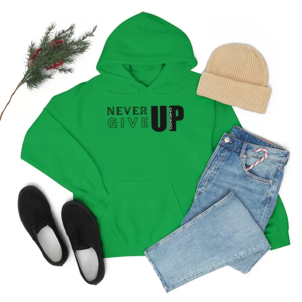 Never Give Up Chicago Hooded Sweater | Positive Unisex Heavy Blend Hooded Sweatshirt |  Motivation Sweater - Image 35