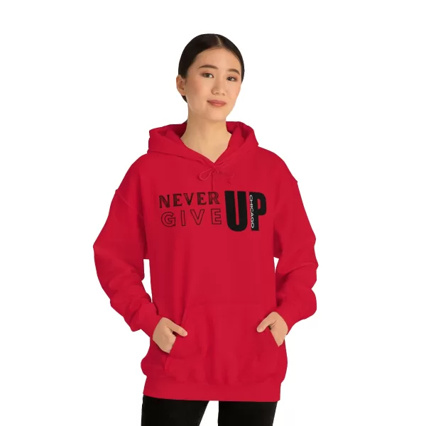 Never Give Up Chicago Hooded Sweater | Positive Unisex Heavy Blend Hooded Sweatshirt |  Motivation Sweater - Image 79