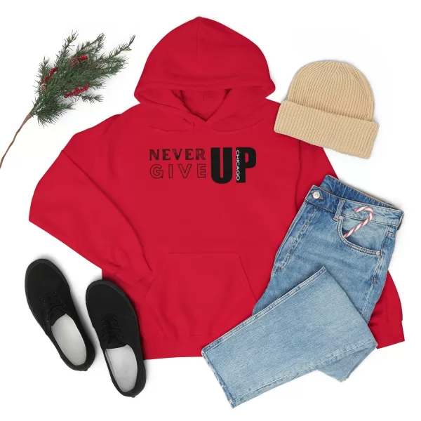 Never Give Up Chicago Hooded Sweater | Positive Unisex Heavy Blend Hooded Sweatshirt |  Motivation Sweater - Image 84