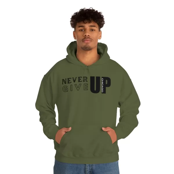 Never Give Up Chicago Hooded Sweater | Positive Unisex Heavy Blend Hooded Sweatshirt |  Motivation Sweater - Image 24