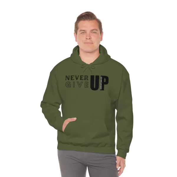 Never Give Up Chicago Hooded Sweater | Positive Unisex Heavy Blend Hooded Sweatshirt |  Motivation Sweater - Image 26