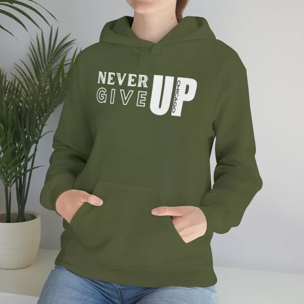 Never Give Up Hooded Sweater | Unisex Heavy Blend Hooded Sweatshirt | Chicago Hooded Sweater - Image 21