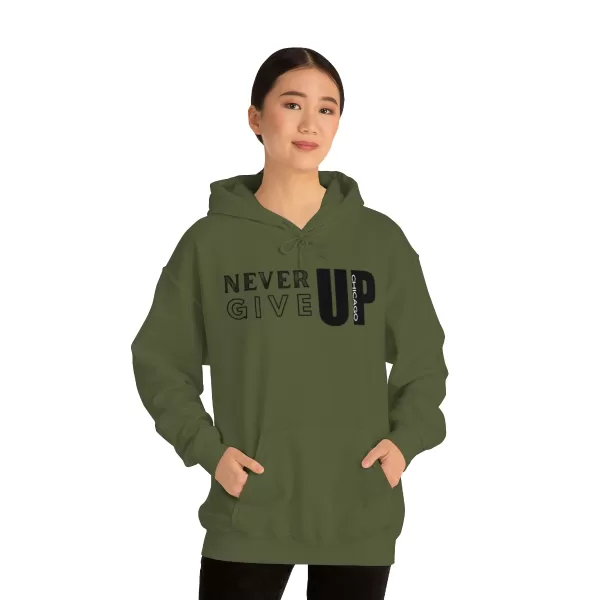 Never Give Up Chicago Hooded Sweater | Positive Unisex Heavy Blend Hooded Sweatshirt |  Motivation Sweater - Image 23